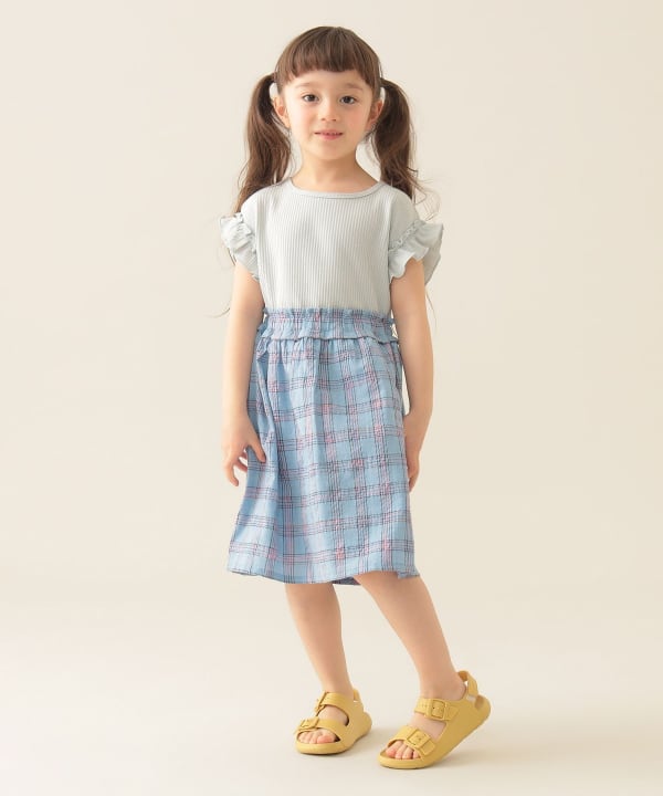 Japanese children's clothing BEAMS mini patchwork checkered vest dress 90-150cm girls summer dresses
