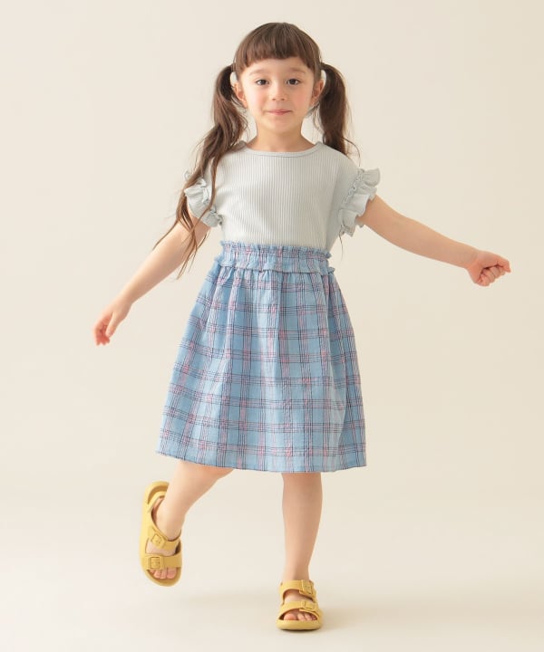 Japanese children's clothing BEAMS mini patchwork checkered vest dress 90-150cm girls summer dresses