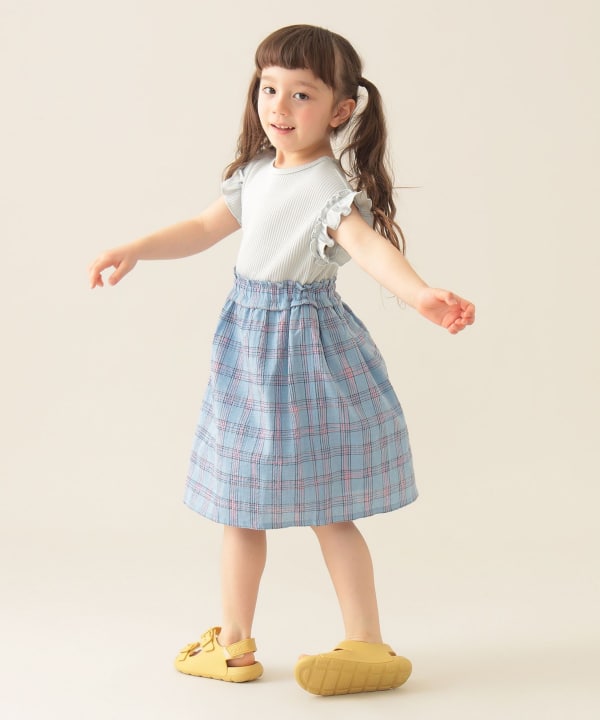 Japanese children's clothing BEAMS mini patchwork checkered vest dress 90-150cm girls summer dresses