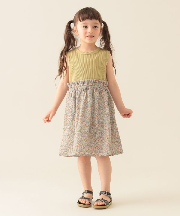 Japanese BEAMS mini floral patchwork dress 90-150cm girls summer dresses