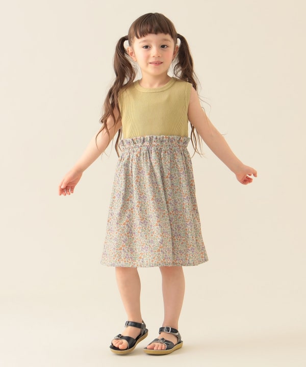 Japanese BEAMS mini floral patchwork dress 90-150cm girls summer dresses