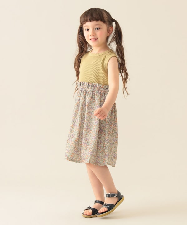 Japanese BEAMS mini floral patchwork dress 90-150cm girls summer dresses