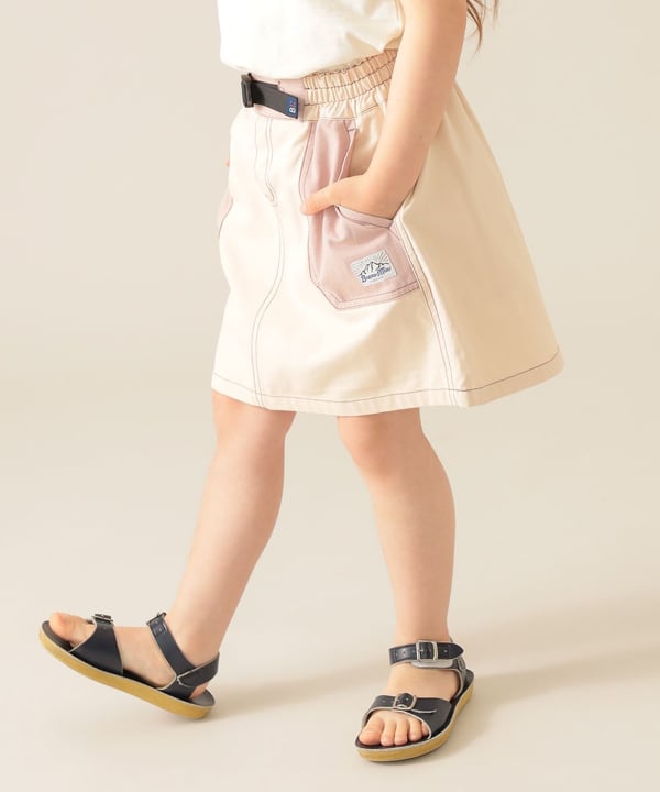 Japanese children's clothing BEAMS mini contrast pocket skirt 90-150cm girls summer SKIRTS