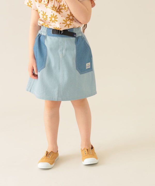 Japanese children's clothing BEAMS mini contrast pocket skirt 90-150cm girls summer SKIRTS