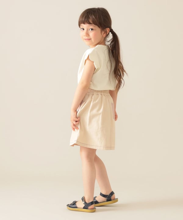 Japanese children's clothing BEAMS mini contrast pocket skirt 90-150cm girls summer SKIRTS