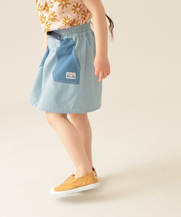 Japanese children's clothing BEAMS mini contrast pocket skirt 90-150cm girls summer SKIRTS