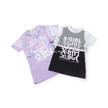 Japanese X-girl Stages Mesh Top and Dress Set (110-140cm) for Girls Summer