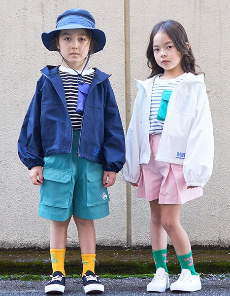Japanese children's clothing mini#ML mountain series pocket striped top 90-140cm boys/girls summer TOPS