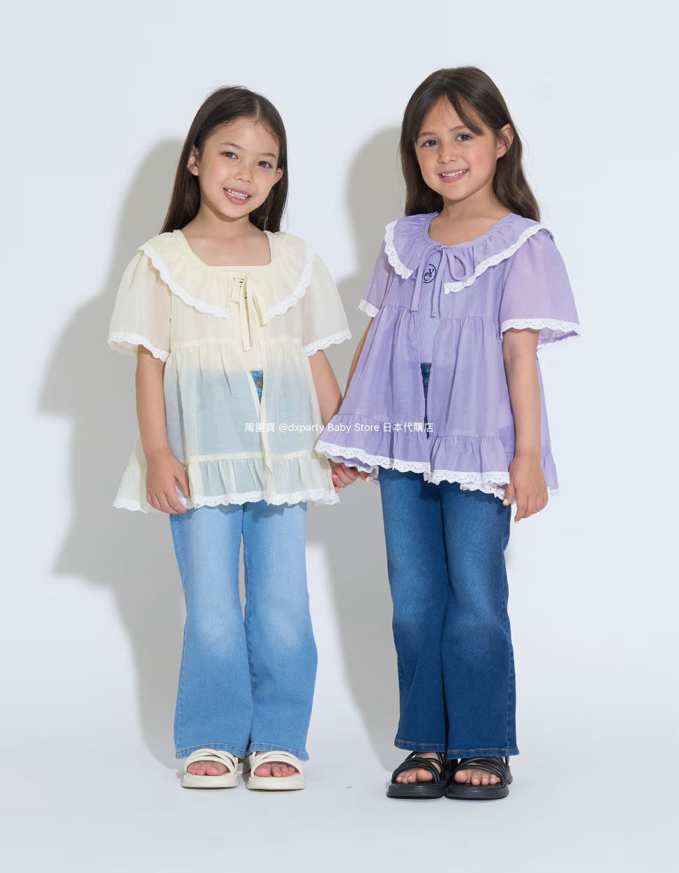 Japanese children's clothing Ly# mine chiffon coat shirt 100-150cm girls summer TOPS OUTERWEAR