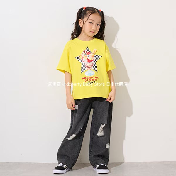 Japanese children's clothing X-girl Stages ripped jeans 110-140cm girls summer PANTS