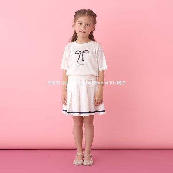 Japanese children's clothing Ly# mine bow print top 110-140cm girls summer TOPS