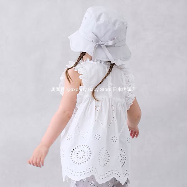 Japanese children's clothing pe#main lace hollow top 80-130cm girls summer TOPS