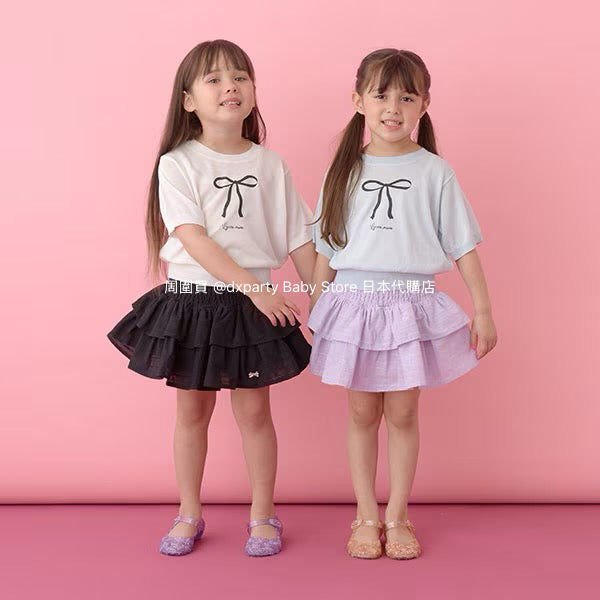Japanese children's clothing Ly# mine bow print top 110-140cm girls summer TOPS