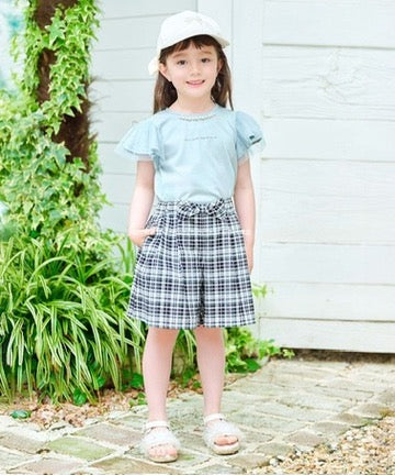 Japanese children's clothing aF#a325 mesh sleeve top 100-160cm girls summer TOPS