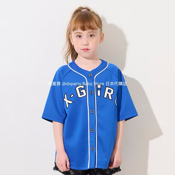 Japanese children's clothing X-girl Stages baseball style shirt 100-140cm girls summer TOPS
