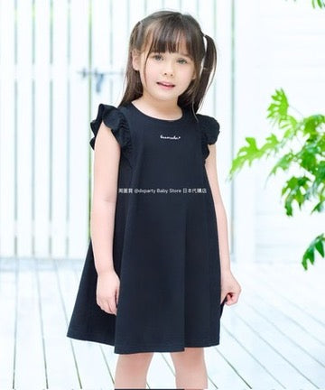 Japanese children's clothing aF#a325 small flying sleeve waist bow dress 90-160cm girls summer dresses