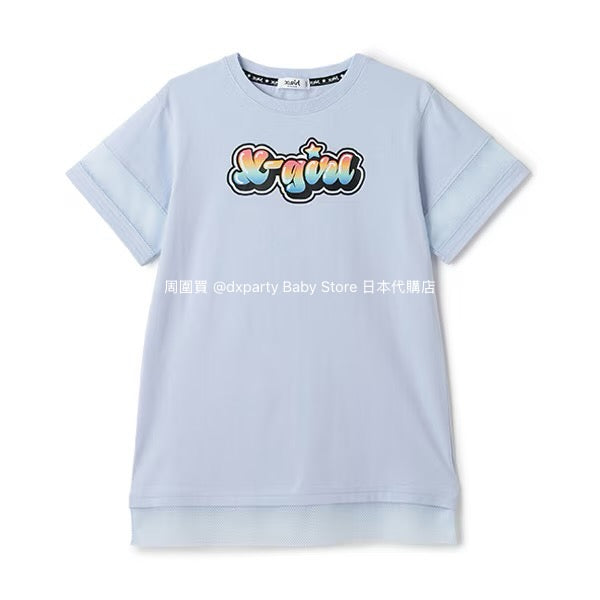 Japanese children's clothing X-girl Stages mesh patchwork dress 80-140cm girls summer dresses