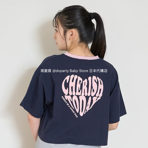 Lovetoxic Japanese children's clothing heart-shaped letter print top 140-170cm girls summer TOPS