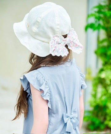 Japanese children's clothing aF#a325 small flying sleeve waist bow dress 90-160cm girls summer dresses