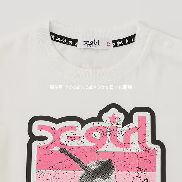 Japanese children's clothing X-girl Stages skateboard girl print top 90-140cm girls summer TOPS