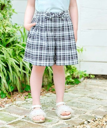 Japanese children's clothing aF#a325 checkered bow shorts 100-160cm girls summer PANTS