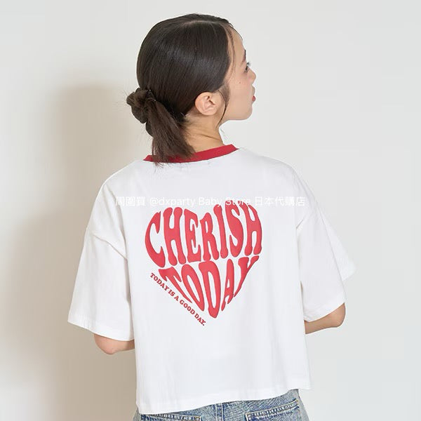 Lovetoxic Japanese children's clothing heart-shaped letter print top 140-170cm girls summer TOPS