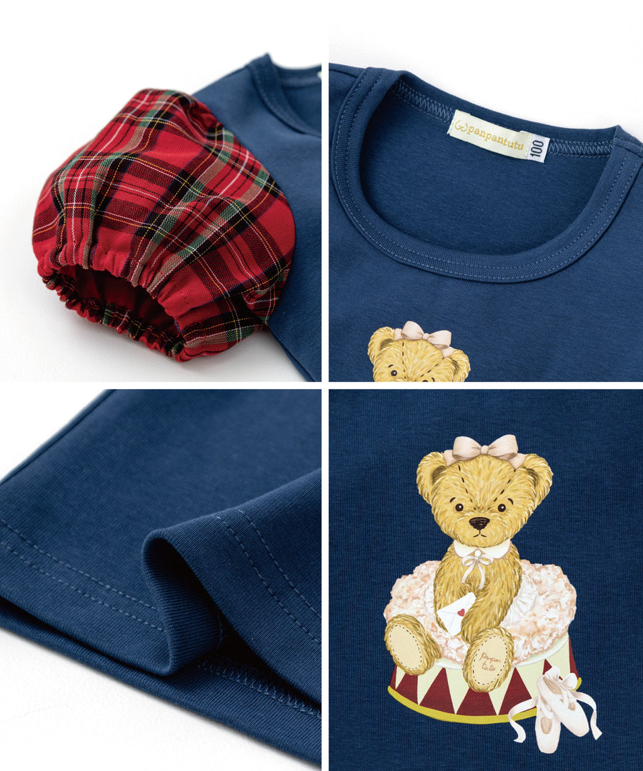Japanese children's clothing panpantutu ballet bear puff sleeve top 80-140cm girls summer TOPS