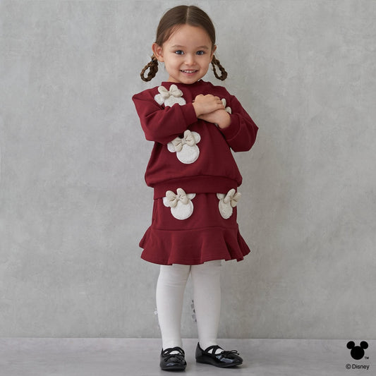 日本童裝 pe#main x Disney 毛毛圖案短裙 80-130cm 女童款 冬季 SKIRTS 聖誕紅/新年紅