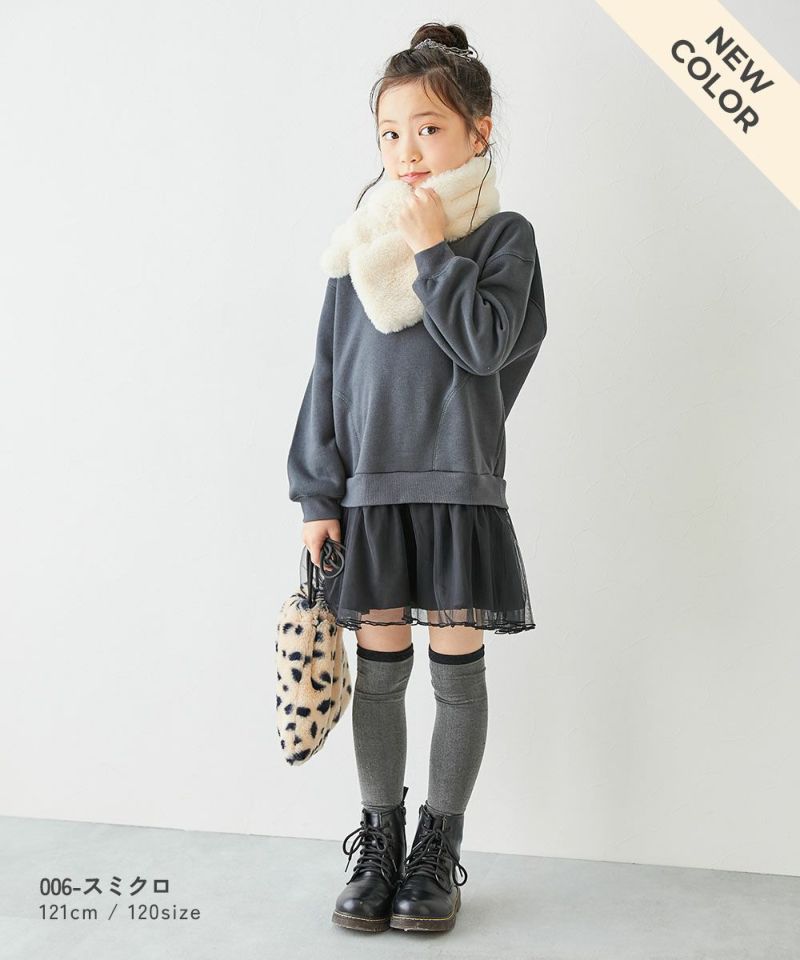 日本童裝 dev!rock 薄紗拼接衛衣連身裙 80-140cm 女童款 冬季 DRESSES