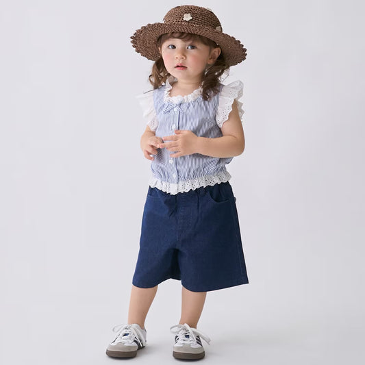 日本童裝 pe#main 蕾絲邊無袖襯衫 80-130cm 女童款 夏季 TOPS