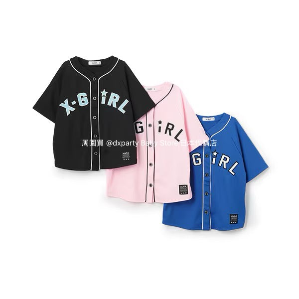 Japanese children's clothing X-girl Stages baseball style shirt 100-140cm girls summer TOPS