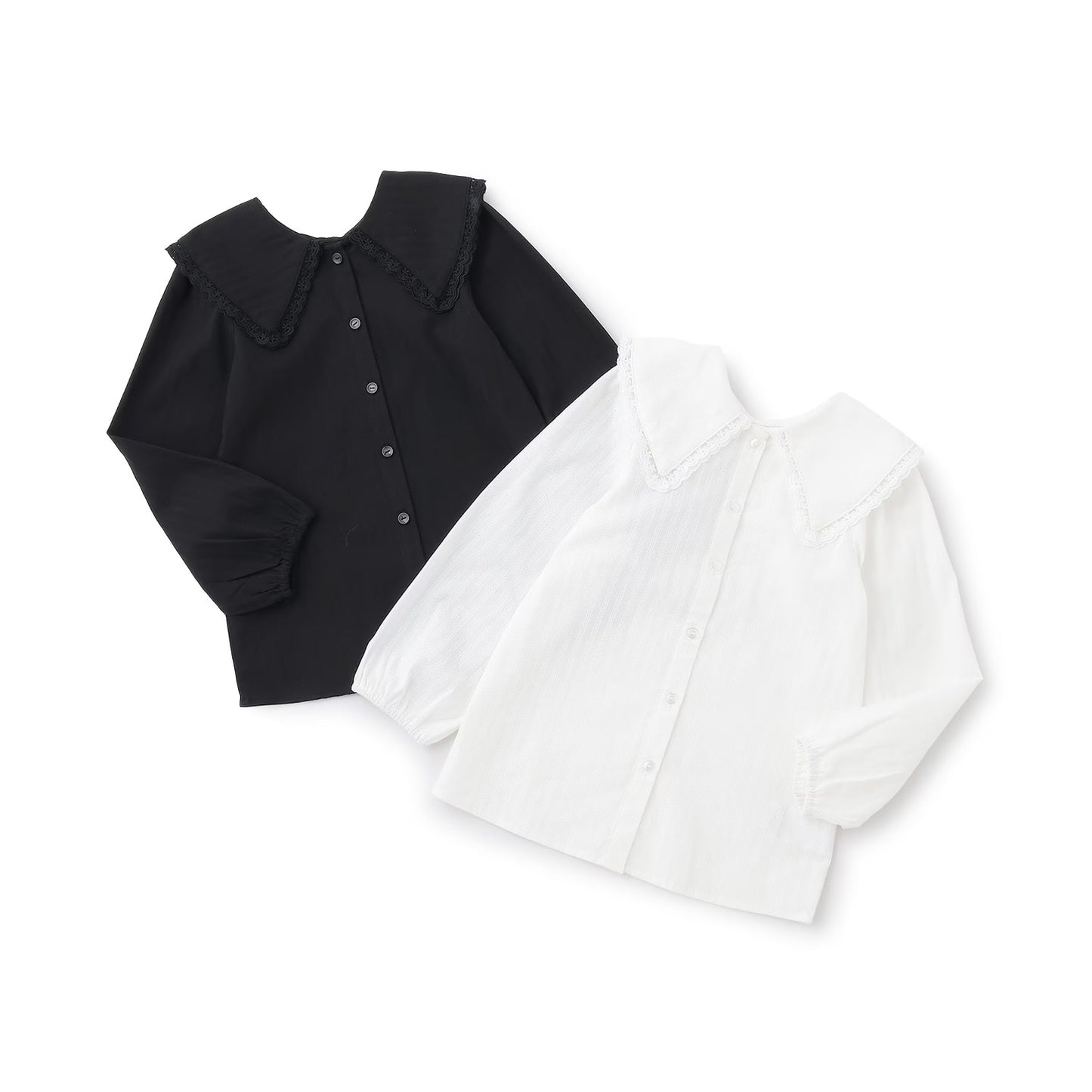 日本童裝 Ly# mine 2Way 前後兩著 荷葉領襯衫 100-140cm 女童款 秋季 TOPS 面試/宴會/表演