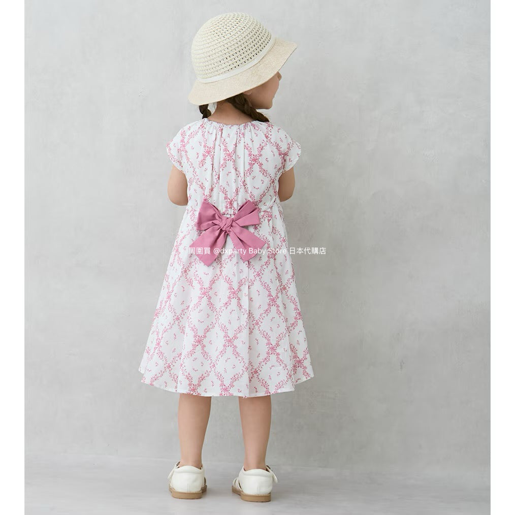 Japanese children's clothing pe#main back bow dress 80-130cm girls summer dresses
