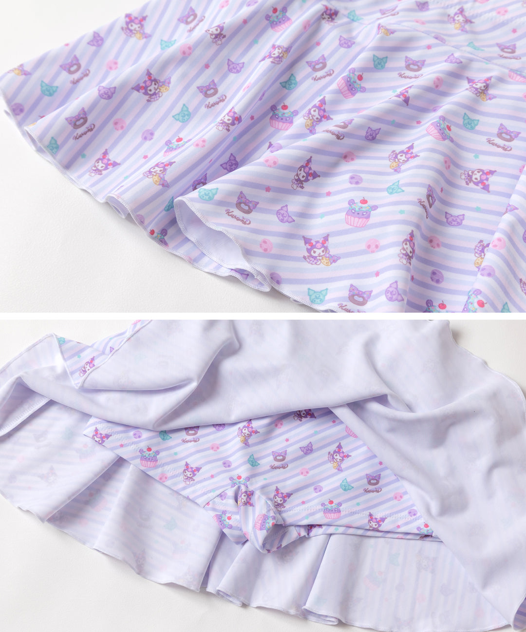 Japanese children's clothing panpantutu x Sanrio Kuromi UV protection two-piece swimsuit set 95-130cm girls summer swimsuit special edition