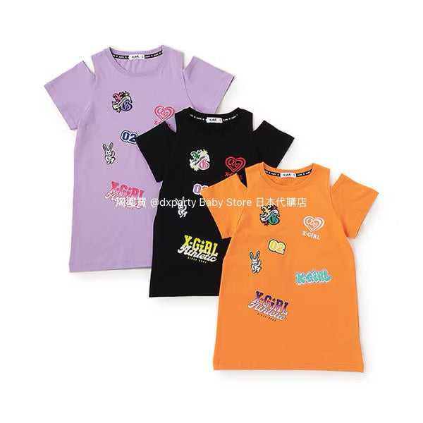 Japanese children's clothing X-girl Stages off-the-shoulder dress 80-140cm girls' summer dresses