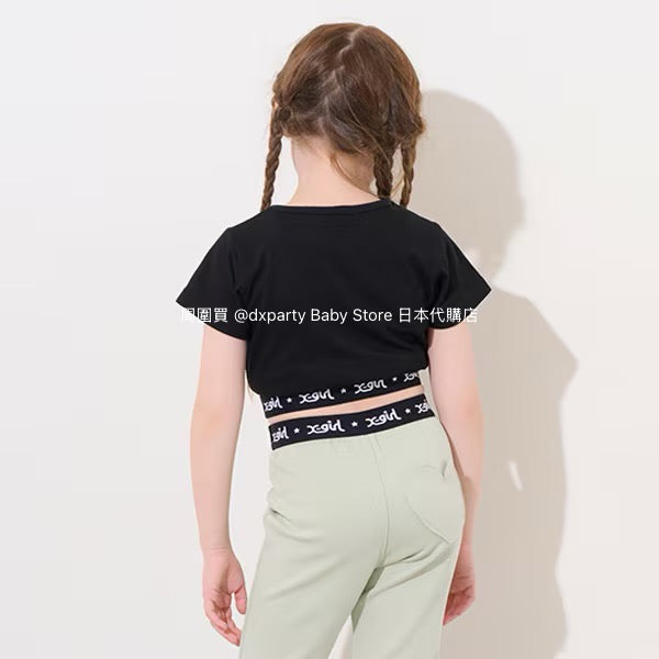 Japanese children's clothing X-girl Stages striped cropped top 90-140cm girls summer TOPS