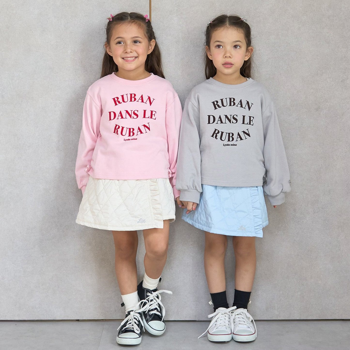 日本童裝 Ly# mine 側邊褶皺印花衛衣 100-150cm 女童款 冬季 TOPS