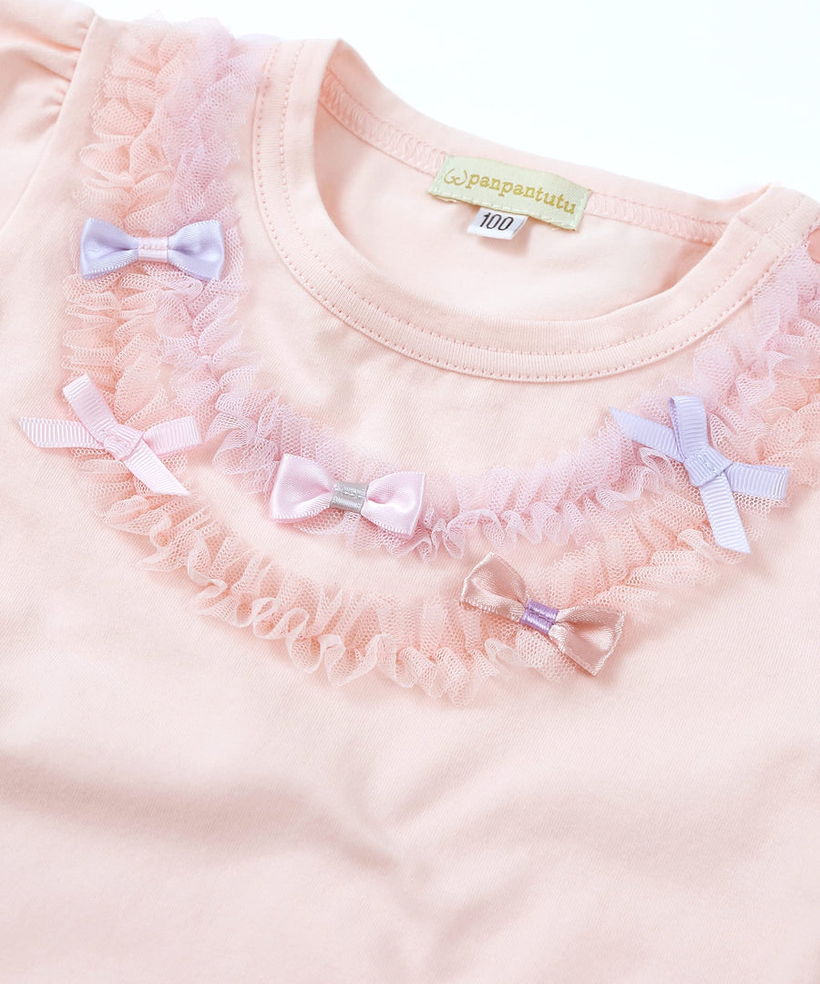 Japanese children's clothing panpantutu UV protection bow top 80-140cm girls summer TOPS