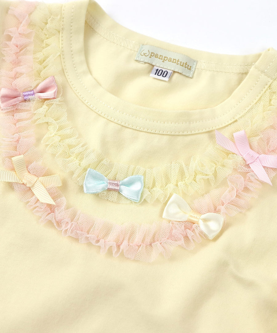 Japanese children's clothing panpantutu UV protection bow top 80-140cm girls summer TOPS