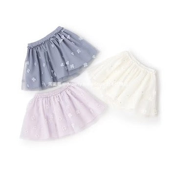 Japanese children's clothing pe#main floral tulle short skirt 80-130cm girls summer SKIRTS