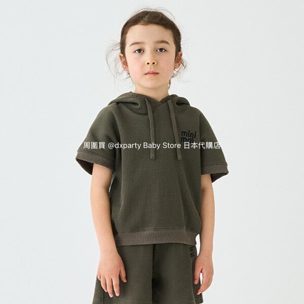 Japanese children's clothing mini#ML waffle hooded top 90-140cm boys/girls summer TOPS