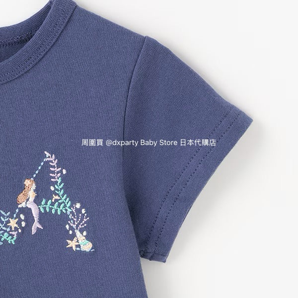 Japanese children's clothing pe#main embroidered English lettering top 80-130cm girls summer TOPS