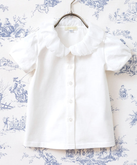 Japanese children's clothing panpantutu bubble collar shirt 80-150cm girls summer TOPS interview / banquet / performance