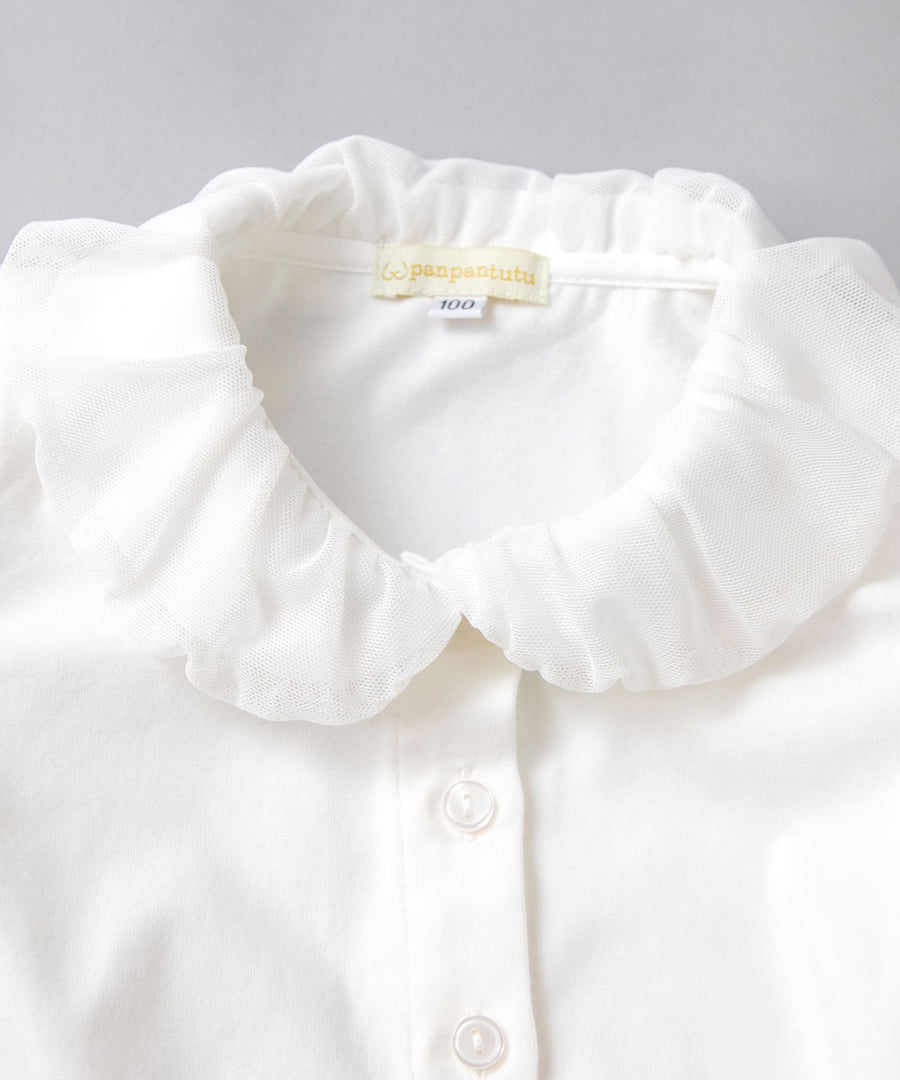 Japanese children's clothing panpantutu bubble collar shirt 80-150cm girls summer TOPS interview / banquet / performance
