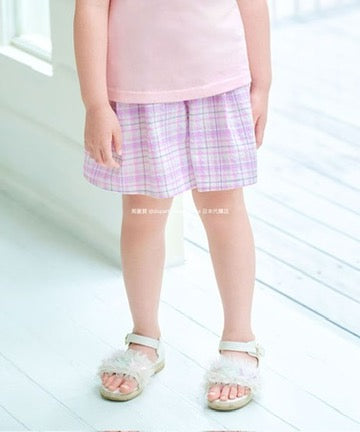Japanese children's clothing aF#a325 checkered bow shorts 100-160cm girls summer PANTS