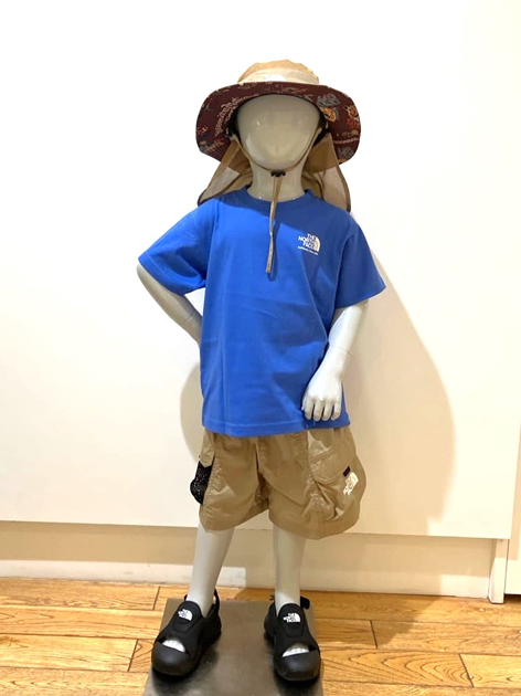 Japanese children's clothing TNF UV protection parent-child wear historical logo print top 130-160cm boys/girls summer TOPS