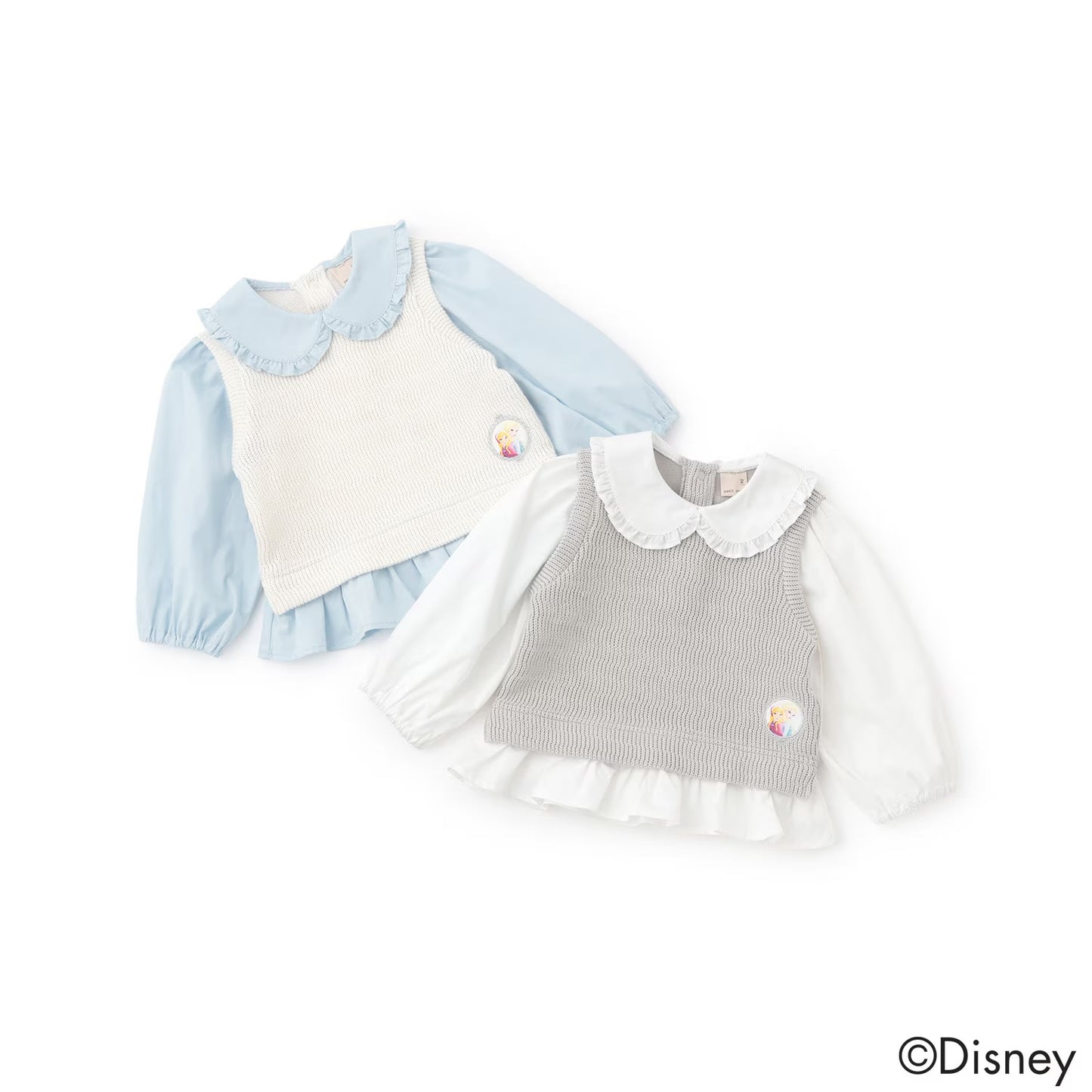 日本童裝 pe#main x Disney Frozen假兩件上衣 80-130cm 女童款 冬季 TOPS