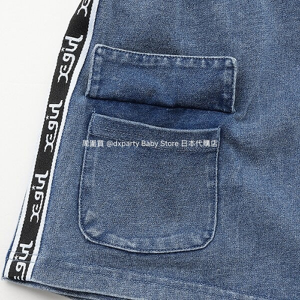 Japanese X-girl Stages Denim Two-Piece Set (80-140cm) for Girls (Summer TOPS PANTS)