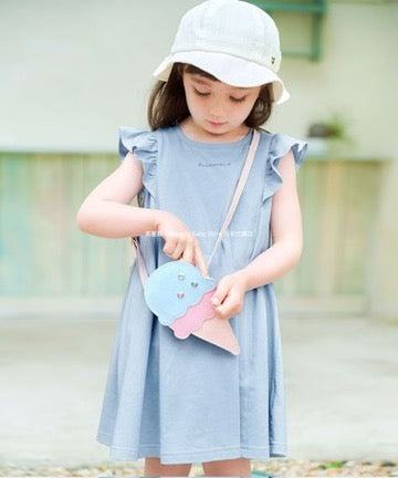 Japanese children's clothing aF#a325 small flying sleeve waist bow dress 90-160cm girls summer dresses