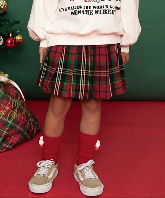 日本童裝 BREEZE 格仔百褶裙褲 80-140cm 女童款 冬季 SKIRTS PANTS Christmas 聖誕快樂特輯 聖誕服裝/飾物配件 聖誕紅/新年紅
